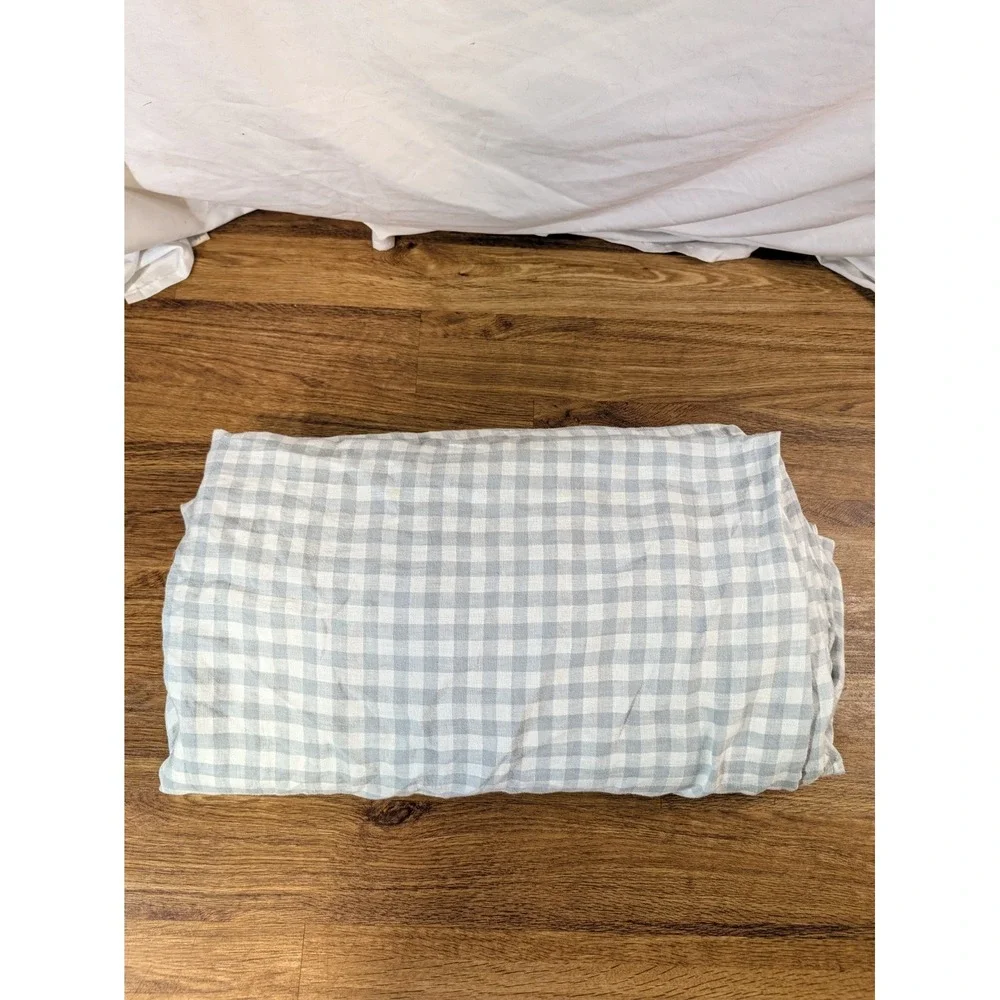 Quince 100% Linen Blue Gingham Full/Queen Duvet Cover